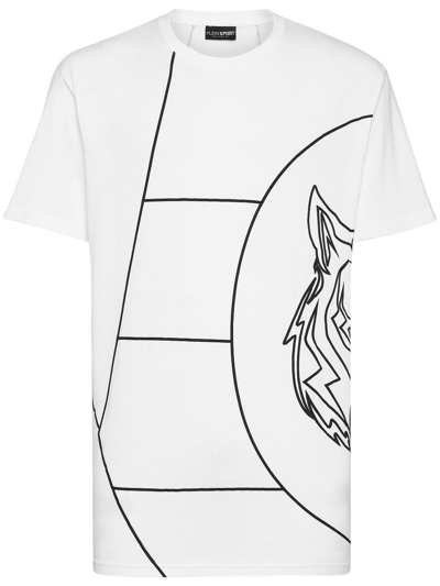 Plein Sport Ss Tiger Round-neck T-shirt In Weiss