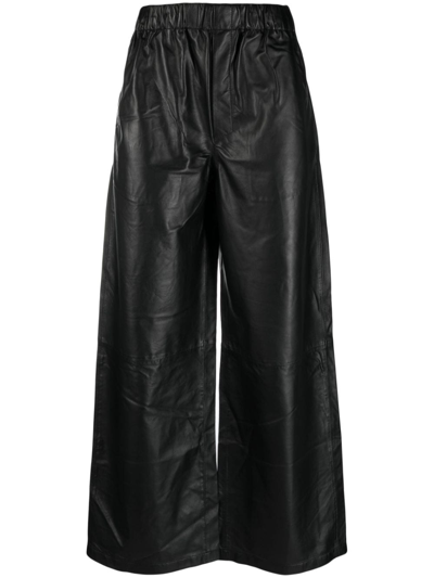 Ludovic De Saint Sernin Elasticated Straight-leg Leather Trousers In Black