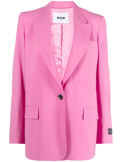 Msgm Single-breasted Blazer In Pink