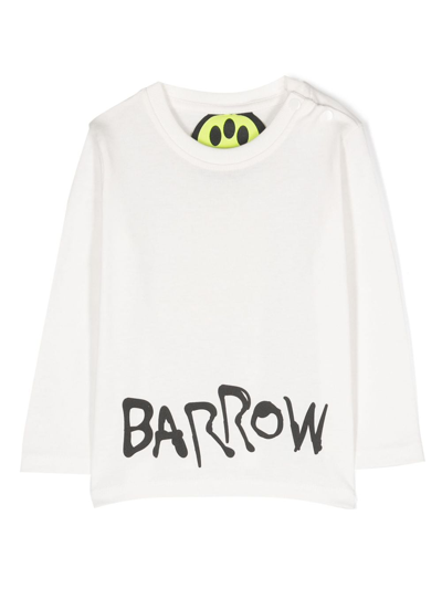 Barrow Babies' Teddy-bear Cotton T-shirt In White