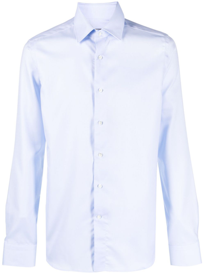 Canali Long-sleeve Cotton Shirt In Blue