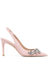 STUART WEITZMAN CRYSTAL FLEUR 100MM POINTED-TOE PUMPS