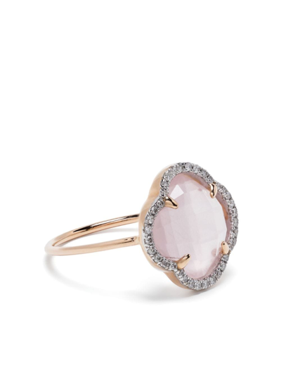 Morganne Bello 18kt Rose Gold Victoria Pink Quartz Diamond Ring