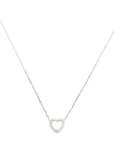 Apm Monaco Heart Rhinestone Embellished Necklace In Silver