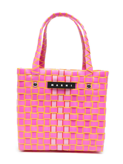 Marni Kids' Market Interwoven Basket Bag In Fuchsia