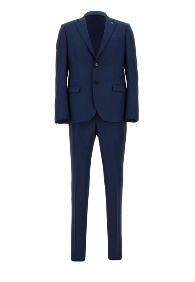 Manuel Ritz Two-piece Cool Wool Blend Suit In Blue