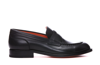 Santoni Black Leather Loafers In Black