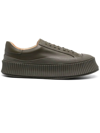 Jil Sander Lace-up Leather Platform Sneakers In Verde