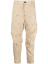 Dsquared2 Distressed-effect Cotton Cropped Trousers In Beige