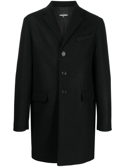 Dsquared2 Fitted Single-breasted Button Coat In Black