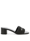 Givenchy 4g Embroidered Raffia Mule Sandals In Black