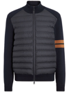Zegna Down-filled Padded Wool-blend Cardigan In Blue