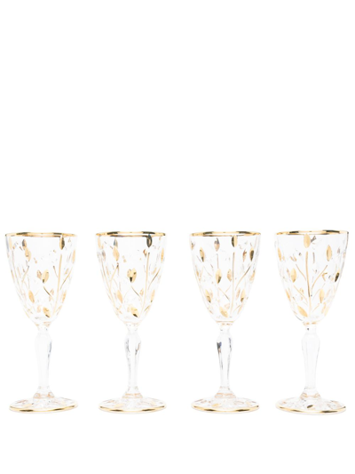 Les-ottomans Gold-tone Crystal Glass Set In Neutrals