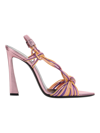 Saint Laurent Pool Sandals In Tpu And Metallized Leather In Malva/peach/gerbera