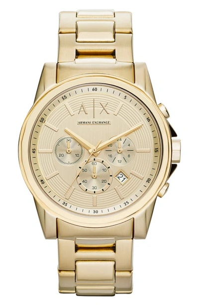 Ax Armani Exchange Chronograph Bracelet Watch, 45mm In Gold