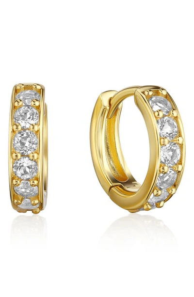 House Of Frosted Phoebe White Topaz Huggie Hoop Earrings In Gold