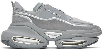 Balmain B-bold Chunky Sneakers In Ybg Gris/argent