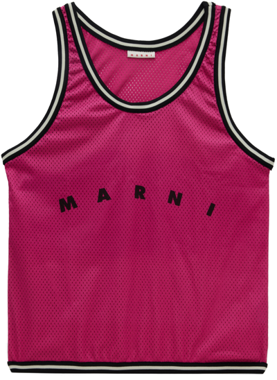 Marni Pink Basket Tank Top Tote In Zo601 Fuchsia/black/