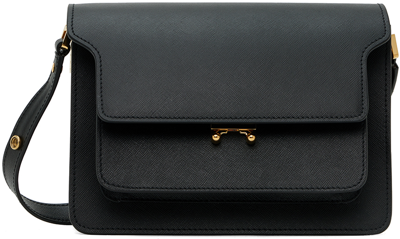 Marni Trunk Rectangular Leather Shoulder Bag In Black