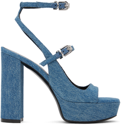 Givenchy Blue Voyou Heeled Sandals In 420 Medium Blue