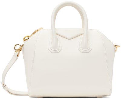Givenchy White Mini Antigona Bag In 105 Ivory