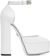 Dolce & Gabbana White Polished Platform Heels In 80002 Bianco Ottico