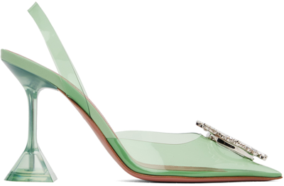 Amina Muaddi Begum Glass Sling Pumps In Green