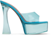 AMINA MUADDI BLUE DALIDA GLASS PLATEAU HEELED SANDALS