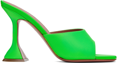 Amina Muaddi Green Lupita Slipper Heeled Sandals In Fluo Green