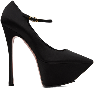 Amina Muaddi Angelica Plateau 150mm Leather Pumps In Patent Black