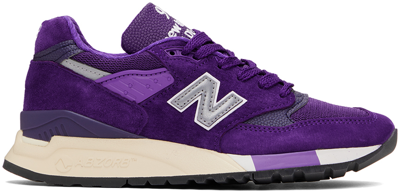 New Balance Made In Usa 998 Core Rubber-trimmed Leather, Mesh And Suede Sneakers In Lila