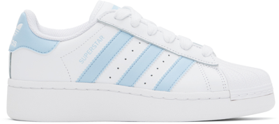 Adidas Originals White & Blue Superstar Xlg Sneakers In White/blue