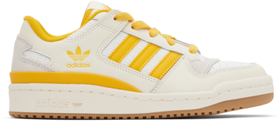 Adidas Originals Off-white & Yellow Forum Low Trainers In Cream White/crew Yel