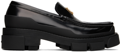 Givenchy Leather Terra Loafers With Front Monogram In Black