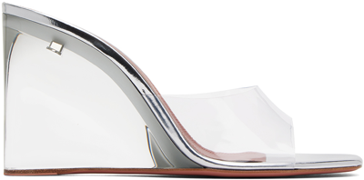 AMINA MUADDI TRANSPARENT LUPITA GLASS WEDGE SLIPPERS