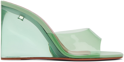 Amina Muaddi Lupita Glass Wedge Mules In Green