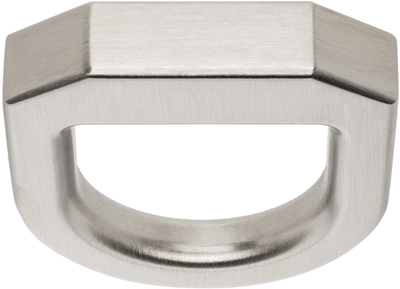 Rick Owens Silver Beveled Ring In 128 Palladio