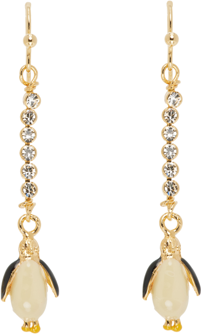 Marni Penguin-pendant Drop Earrings In Gold