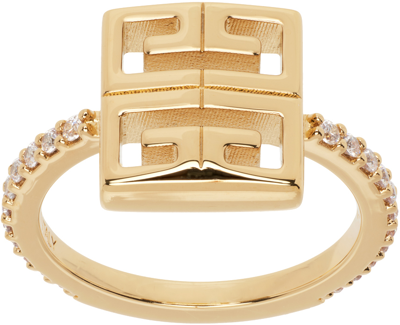 Givenchy Gold 4g Crystals Ring In Golden Yellow