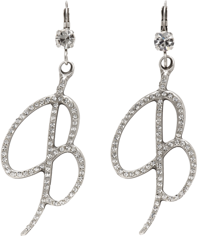 Blumarine Logo Crystal-embellished Earrings In Silver