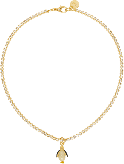 Marni Penguin-pendant Necklace In Gold