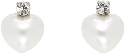 Simone Rocha Imitation Pearl Heart Stud Earrings In White