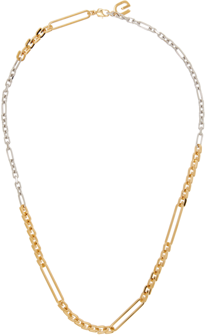 Givenchy Gold & Silver G Link Necklace In 711-golden/silvery