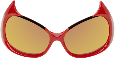 Balenciaga Red Gotham Sunglasses In 004 Red/red/red