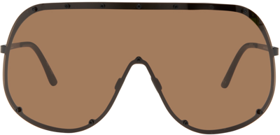 Rick Owens Black Shield Sunglasses In 0904 Black/black