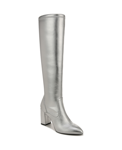 Franco Sarto Katherine High Shaft Boots In Silver Faux Leather