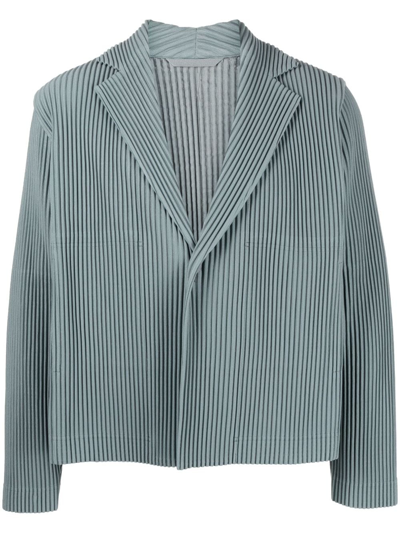 Issey Miyake Pleated Single-breasted Jacket In Grün