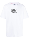 Gcds White Graffiti Print Cotton T-shirt In Weiss