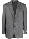 Canali Single-breasted Herringbone-pattern Blazer In Grau
