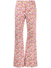 La Doublej Saturday Floral-print Flared Trousers In Rosa